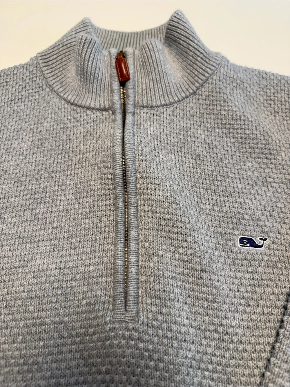 Vineyard Vines Men's Heather Gray Half-Zip Knit Pullover